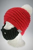Bart - Mütze von Beardo Grobstrick (Bart abnehmbar) rote Mütze-schwarzer und weißer Bart