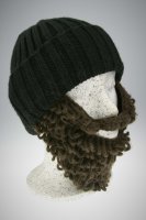 Bart - Mütze von Beardo Grobstrick (Bart abnehmbar) schwarze Mütze-brauner Bart Holzfällerstyle (länger)