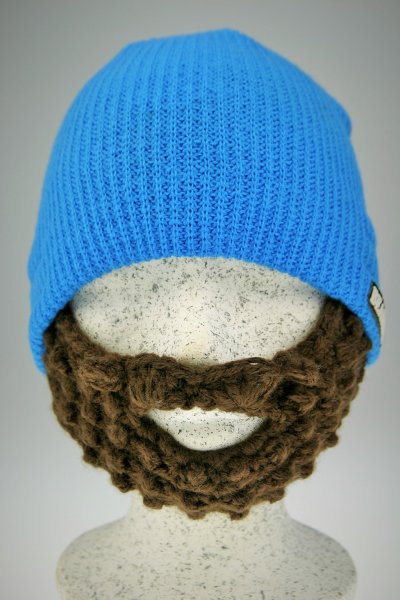 Bart - Mütze von Beardo Feinstrick mit Bart Blau-Braun