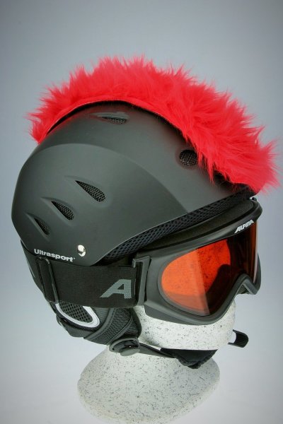 Irokesenkfell f&uuml;r Ski / Snowboard / Fahrrad - Helmaccessoires Rot