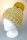 Mütze mit Bommel, melange mit Baumwollfleece, Made in Germany Gelb-Weiß-Beige