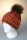 Strickmütze, Zopfmuster mit Webpelzbommel Terracotta