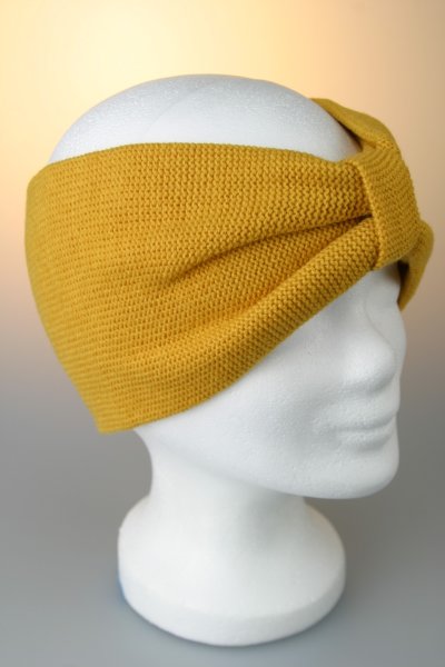 Stirnband, Feinstrick mit Riegel Gelb