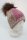 Mütze mit Coloreinsatz doppeltgestrickt mit Kunstfellbommel Braun-Melange