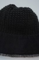 Strickbommelmütze Melange-Rand mit BW-Fleece Made in Germany Schwarz