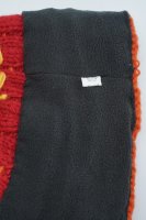 Handgestrickte Mütze mit Kreuzmuster + Fleece Rot