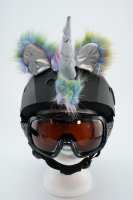 Unicorn-Einhorn mit Ohren für Ski-Snowboard-Fahrrad-Helm Regenbogen