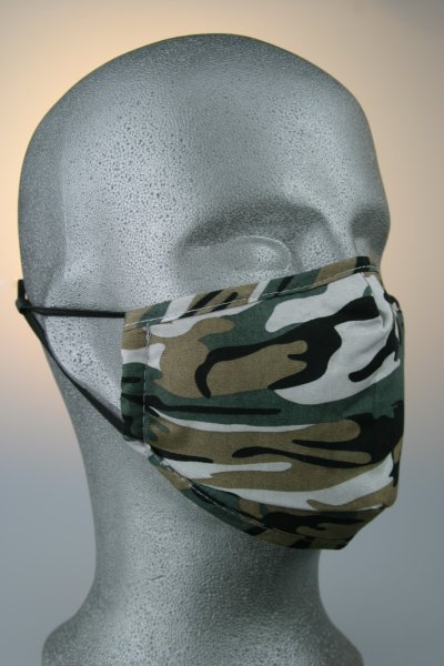 Mund- und Nasenmaske, camouflage schwarz grün beige