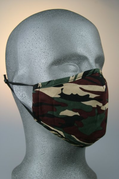 Mund- und Nasenmaske, camouflage schwarz gr&uuml;n rot beige