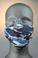 Mund- und Nasenmaske, camouflage blau dunkelblau weiß