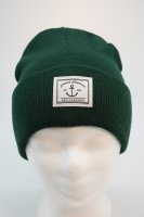 Strickumschlagmütze mit "Nautical Headwear" Patch Moosgrün