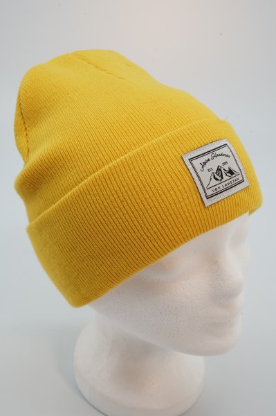 Strickumschlagmütze mit "Alpine Headwear" Patch 30-Gelb
