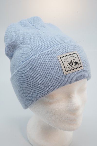 Strickumschlagmütze mit "Alpine Headwear" Patch 17-Eisblau