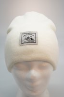 Strickumschlagmütze mit "Alpine Headwear" Patch "Hipp" 39-Wollweiss