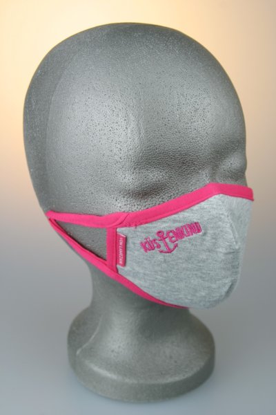 Kindermaske, 3-6 J., grau mit pink K&uuml;stenkind