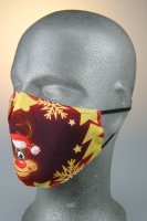 Maske mit Weihnachtsmotiv, Rentier Rudolf, rot